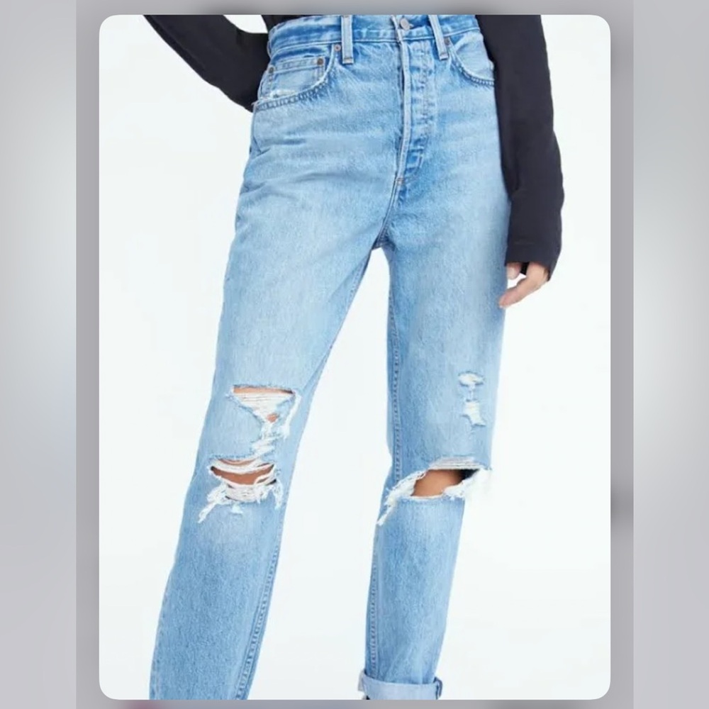 Denim forum aritzia BF High rise loose distressed Distressed size 28L